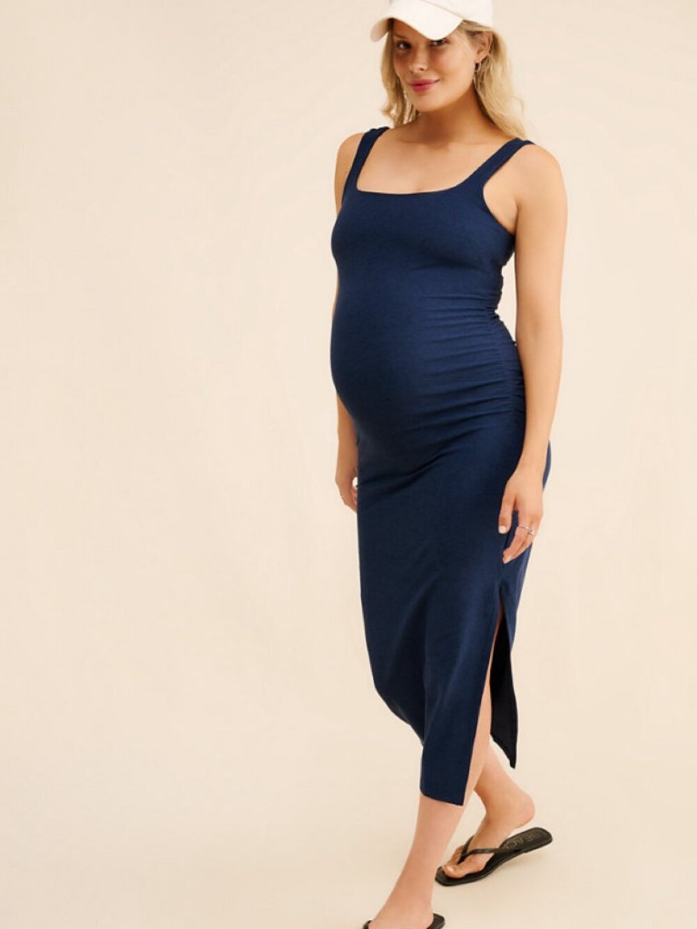 Beyond Yoga Beyond the Bump Spacedye Maternity Midi Dress - Navy XS